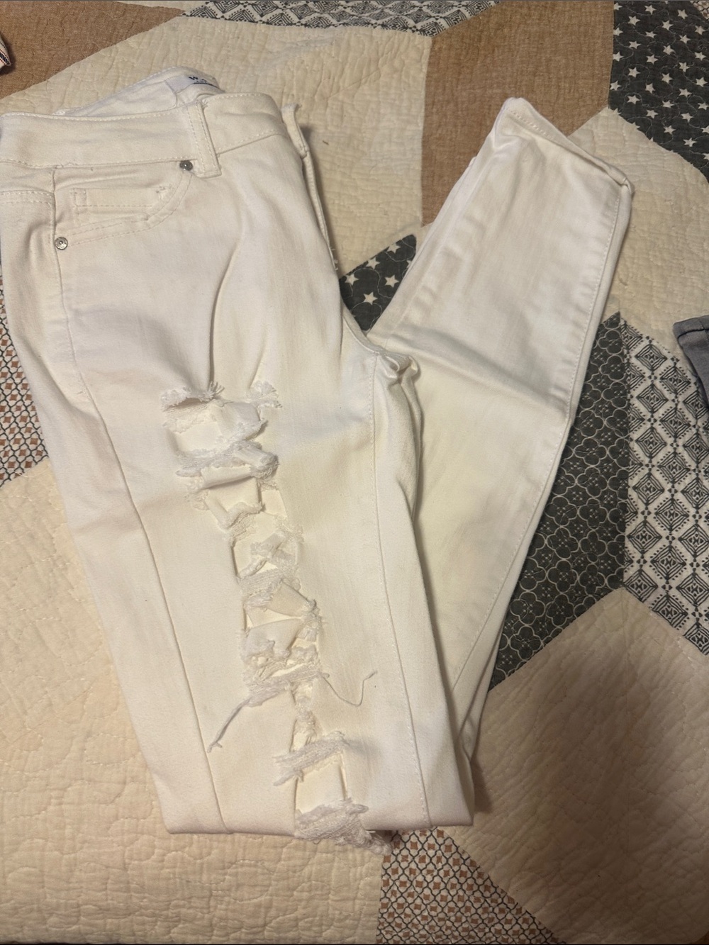 Wax Jean White Distressed Skinny Jeans for Women